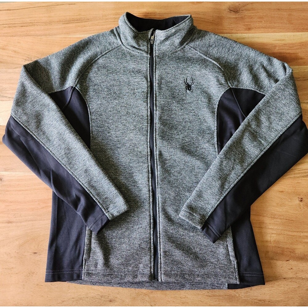 Spyder Men’s Constant Full Zip Performance Sweater Gray Black XL EUC
